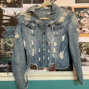 Girls denim ripped distressed Jean Jacket